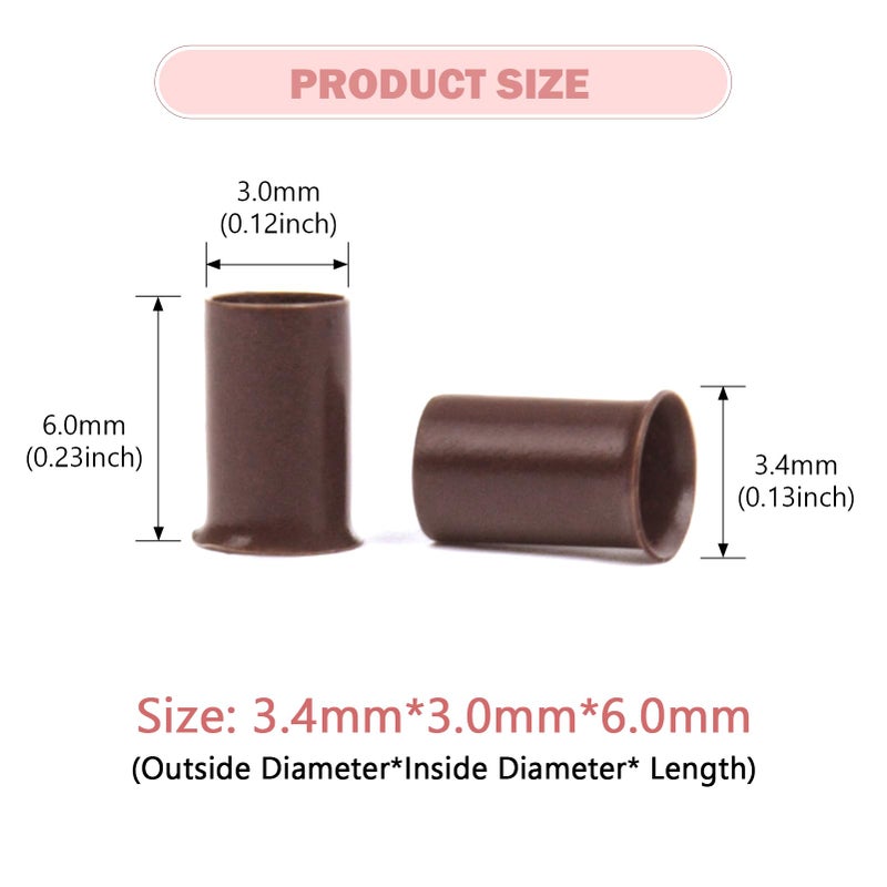 Vlasy Micro Rings Links Beads,3.4mm Microlink Beads Non-Silicone Copper Tubes Microbead for Hair Feathers,I-Tip Hair Extensions (1000Pcs, Brown) - Image 3